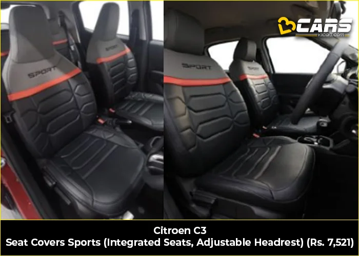 Citroen C3 Seat Covers Sports (Integrated Seats, Adjustable Headrest) (Rs. 7,521)